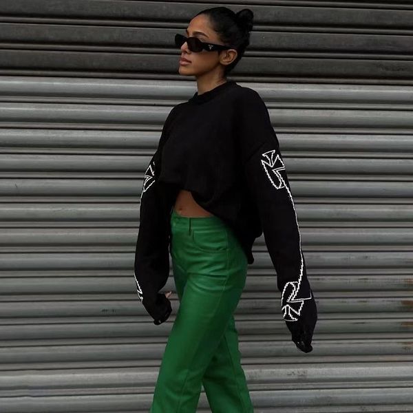 22fw men's women diablo scroll ls knitted sweatshirt classic high street fashion crewneck pullover casual autumn winter thick warm swea, Black 
22fw men's women diablo scroll ls knitted sweatshirt classic high street fashion crewneck pullover casual autumn winter thick warm swea, Black