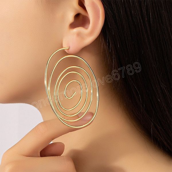 trendy gold color metal round spiral dangle earrings for women brincos earings oorbellen simple casual alloy pendientes earrings, Silver
trendy gold color metal round spiral dangle earrings for women brincos earings oorbellen simple casual alloy pendientes earrings, Silver