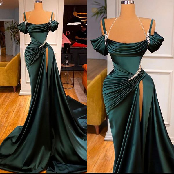 glamorous prom dresses mermaid bateau draped ruffle design off the shoulder pearl halter backless hign split court gown custom made evening, Black
glamorous prom dresses mermaid bateau draped ruffle design off the shoulder pearl halter backless hign split court gown custom made evening, Black