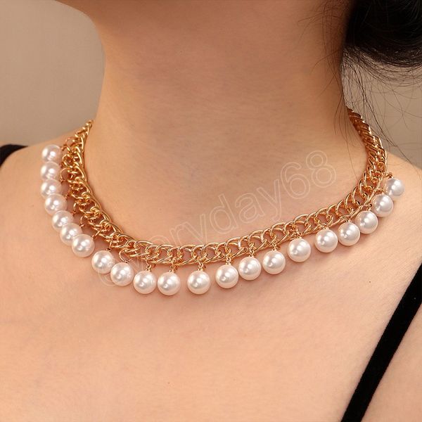 fashion choker necklace women trendy metal gold color simulated pearl beads tassel necklace, Golden;silver
fashion choker necklace women trendy metal gold color simulated pearl beads tassel necklace, Golden;silver