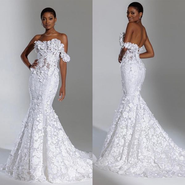 2023 elegant mermaid wedding dresses sweetheart appliques bridal gowns custom made backless sweep train vestidos de novia, White 
2023 elegant mermaid wedding dresses sweetheart appliques bridal gowns custom made backless sweep train vestidos de novia, White