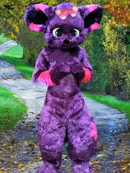 purple husky fox medium length fur mascot costume walking halloween suit role play large advertising costume, Red;yellow
purple husky fox medium length fur mascot costume walking halloween suit role play large advertising costume, Red;yellow