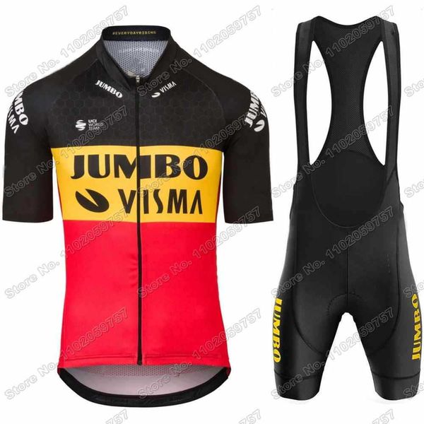 

custom Team Jumbo Visma Cycling Jersey Belgian Champion Set Wout van Aert Cycling Clothing Road Bike Suit Bib Shorts Ride Apparel