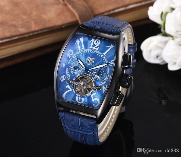 2022 business simplicity fully automatic mechanical tourbillon fashion business watch, Slivery;brown