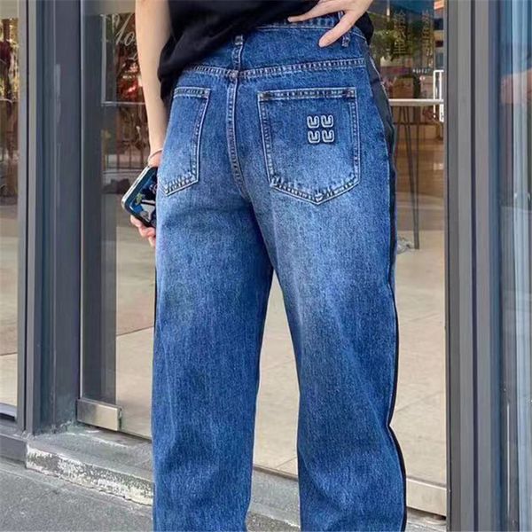 womens designers jeans trousers side color splicing high waist denim pants ladies fashion jean four season, Blue
womens designers jeans trousers side color splicing high waist denim pants ladies fashion jean four season, Blue