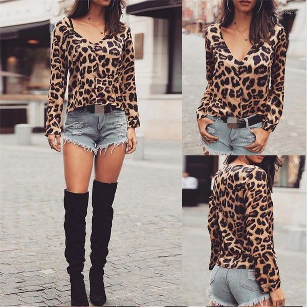 women's blouses fashion women ladies leopard print long sleeve printed v neck jersey shirt polyester clothing, White
women's blouses fashion women ladies leopard print long sleeve printed v neck jersey shirt polyester clothing, White
