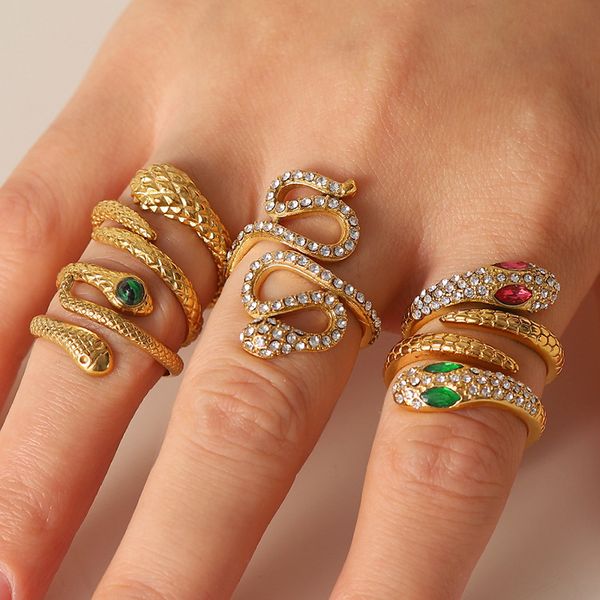 2023 designer zircon serpentine ring 18k gold plated crystal titanium steel wedding set rings for women diamond the opening is adjustable on, Golden;silver 
2023 designer zircon serpentine ring 18k gold plated crystal titanium steel wedding set rings for women diamond the opening is adjustable on, Golden;silver