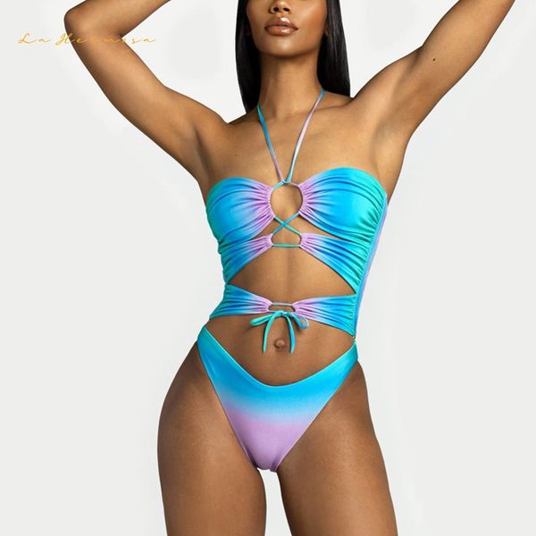 women gradient color one-piece swimsuit bikini splicing hollow out design swimwear qj2029 summer sporty beach suit bathing suit, White;black
women gradient color one-piece swimsuit bikini splicing hollow out design swimwear qj2029 summer sporty beach suit bathing suit, White;black