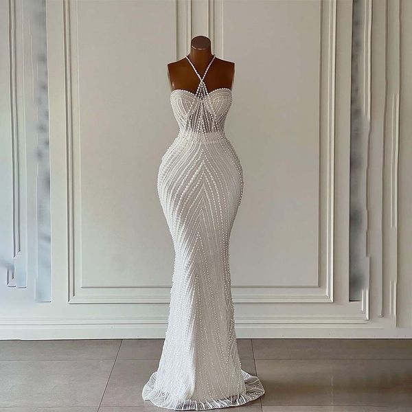 custom made luxurious mermaid weddding dress beads halter neck pearls beading women formal bride gowns, White
custom made luxurious mermaid weddding dress beads halter neck pearls beading women formal bride gowns, White