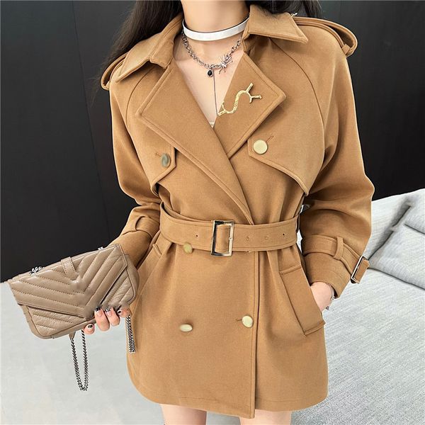 fahsion womens woolen coat jackets with belt designer letter brooch coats high grade womens outerwear, Black;brown
fahsion womens woolen coat jackets with belt designer letter brooch coats high grade womens outerwear, Black;brown