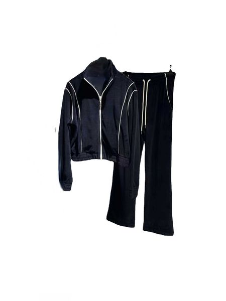 women's two piece pants autumn and winter new fashion temperament velvet ribbon color contrast, White
women's two piece pants autumn and winter new fashion temperament velvet ribbon color contrast, White
