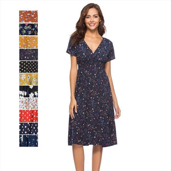 spring and summer chiffon beach dress printed v neck short sleeve bohemian, Black;gray
spring and summer chiffon beach dress printed v neck short sleeve bohemian, Black;gray