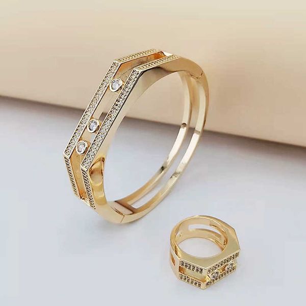 designer selling new style two rows of micro-set zircon middle sliding bracelet card family women's ring jewelry, Black
designer selling new style two rows of micro-set zircon middle sliding bracelet card family women's ring jewelry, Black