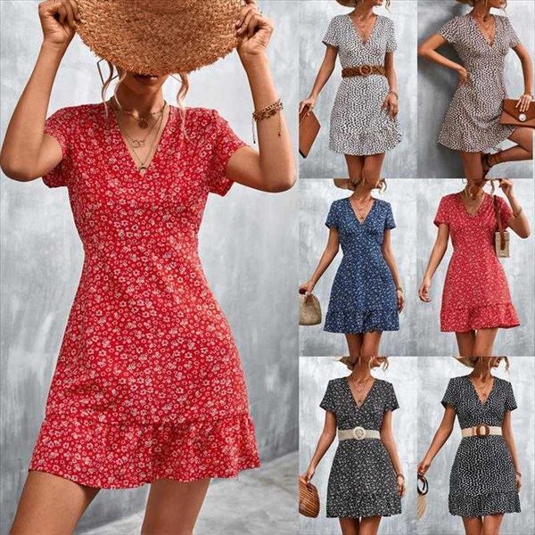 spring and summer bohemian dresses v neck floral polyester dress beach, Black;gray
spring and summer bohemian dresses v neck floral polyester dress beach, Black;gray