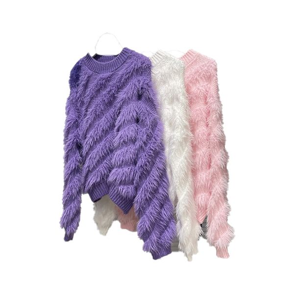 women's sweater mink loose knit in autumn and winter dyed warm soft in winter 49421, White;black
women's sweater mink loose knit in autumn and winter dyed warm soft in winter 49421, White;black