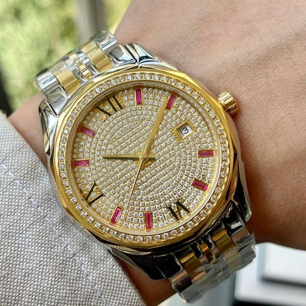 diamonds mans watch 40mm automatic mechanical wristwatches business leather wristwatch montre de luxe watches for men, Slivery;brown
diamonds mans watch 40mm automatic mechanical wristwatches business leather wristwatch montre de luxe watches for men, Slivery;brown