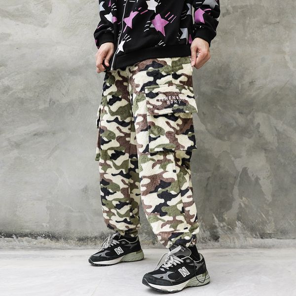 high street joggers fleece camouflage cargo pants for men elastic waist thick winter sweatpants oversized trousers, Black;brown
high street joggers fleece camouflage cargo pants for men elastic waist thick winter sweatpants oversized trousers, Black;brown