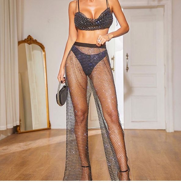 women's casual pants crystal diamond wide leg pants fashion 2022 beach fishnet loose trousers lady elegant long palazzo pant, Black;white
women's casual pants crystal diamond wide leg pants fashion 2022 beach fishnet loose trousers lady elegant long palazzo pant, Black;white