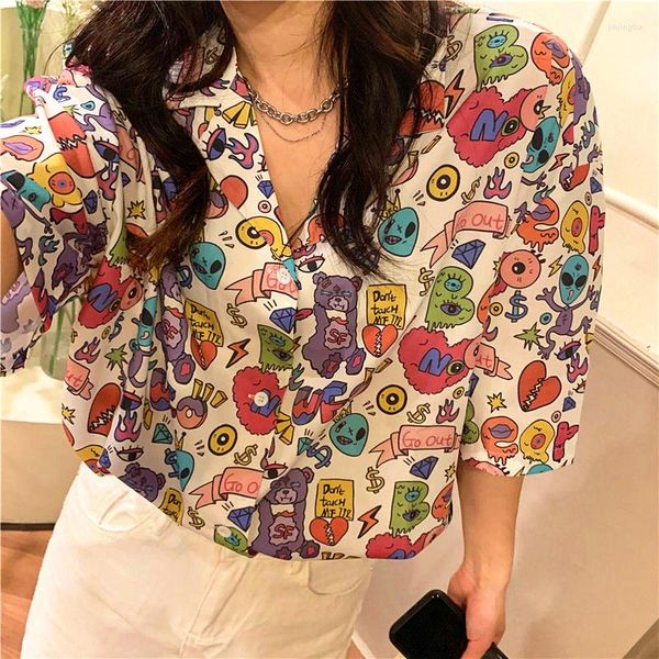 women's blouses ufo alien cartoon anime graffiti button up shirt for men women short sleeve loose y2k summer beach hawaii casual, White
women's blouses ufo alien cartoon anime graffiti button up shirt for men women short sleeve loose y2k summer beach hawaii casual, White