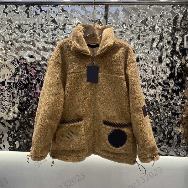 women jackets logo jacquard decorative pockets high collar warm lamb wool jackets drop shoulder long sleeved loose comfortable coat womens a, Black;brown
women jackets logo jacquard decorative pockets high collar warm lamb wool jackets drop shoulder long sleeved loose comfortable coat womens a, Black;brown