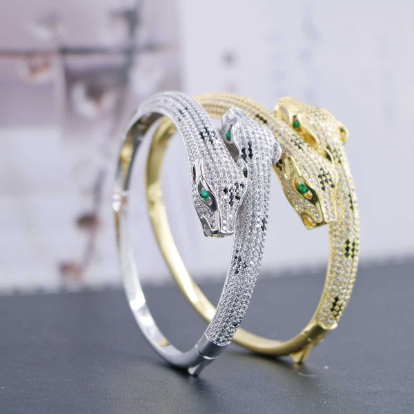 designer chen shi c home double leopard head full diamond micro set zircon bracelet heavy industry high finalized one to star same style, Black
designer chen shi c home double leopard head full diamond micro set zircon bracelet heavy industry high finalized one to star same style, Black