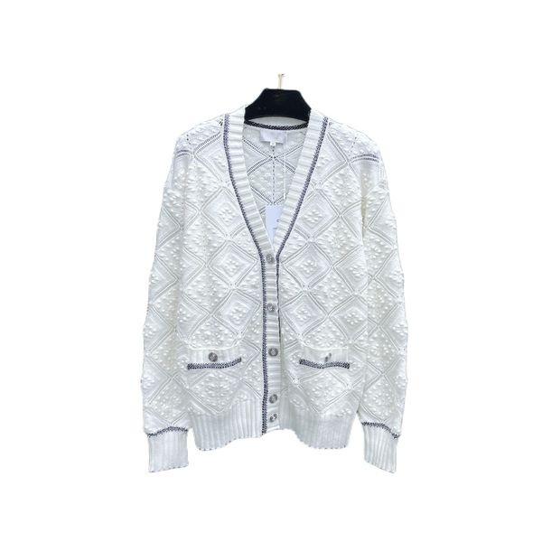 early spring new product embossed diamond texture senior languid charm wool knitting cardigan, White;black
early spring new product embossed diamond texture senior languid charm wool knitting cardigan, White;black