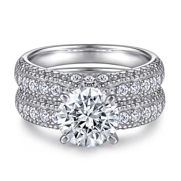 wedding accessories pure silver engagement rings 2pcs/set fadeless couple round diamonds birdal ring proposal ring no fading ladies jewelry, White
wedding accessories pure silver engagement rings 2pcs/set fadeless couple round diamonds birdal ring proposal ring no fading ladies jewelry, White