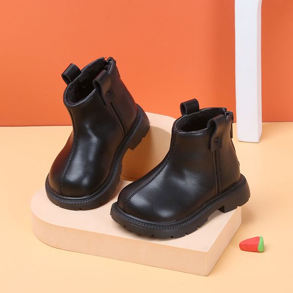 children' solid color doc martens autumn and winter style plus pile doc martens, Black;grey
children' solid color doc martens autumn and winter style plus pile doc martens, Black;grey