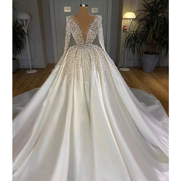 luxury ball gown wedding dresses appliques v neck long sleeves sequins beads pearls satin ruffles celebrity floor length luxury celebrity br, White
luxury ball gown wedding dresses appliques v neck long sleeves sequins beads pearls satin ruffles celebrity floor length luxury celebrity br, White