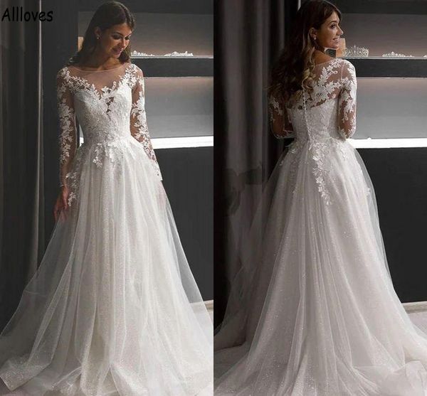 scoop neck a line wedding dresses with long sleeves ivory lace sequined bridal gowns glamorous lace appliqued buttons back tulle second recp, White
scoop neck a line wedding dresses with long sleeves ivory lace sequined bridal gowns glamorous lace appliqued buttons back tulle second recp, White