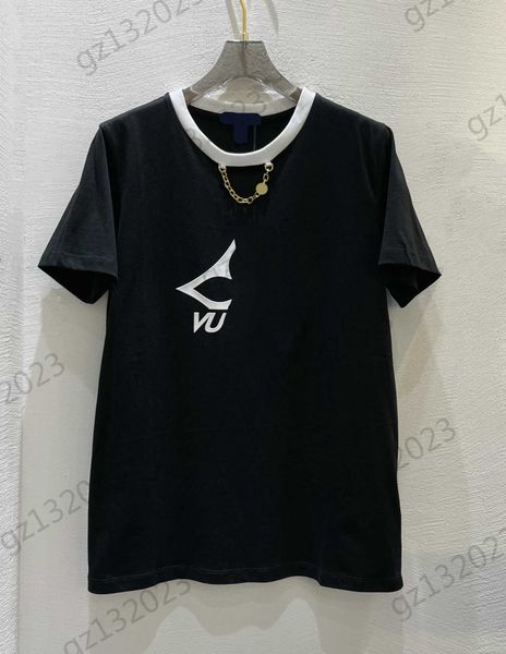 womens clothes t-shirts designer brand classic logo printing metal chain decoration round neck t-shirt loose casual short sleeves shirt wome, White
womens clothes t-shirts designer brand classic logo printing metal chain decoration round neck t-shirt loose casual short sleeves shirt wome, White