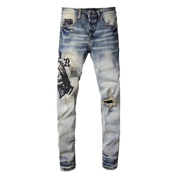 amr mens jeans slim fit straight leg letter holes distressed denim pants destroyed washed am jean trousers for men, Blue
amr mens jeans slim fit straight leg letter holes distressed denim pants destroyed washed am jean trousers for men, Blue
