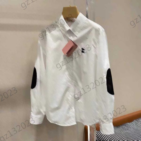 womens blouses chest logo embroidery color block print decorative long sleeve blouse curved hem lapels fashion shirts brand designer women, White
womens blouses chest logo embroidery color block print decorative long sleeve blouse curved hem lapels fashion shirts brand designer women, White