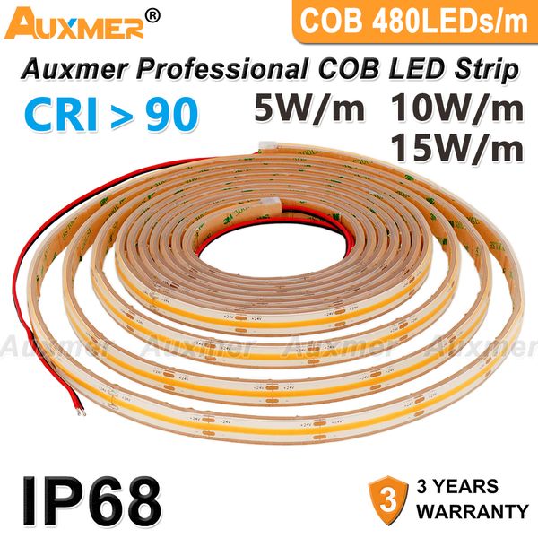 auxmer professional cob 480leds/m led strip lights ip68 cri90 high density fob led tape waterproof outdoor dc12v/24v 16.4ft ra90
auxmer professional cob 480leds/m led strip lights ip68 cri90 high density fob led tape waterproof outdoor dc12v/24v 16.4ft ra90