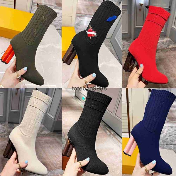 2023 autumn winter socks heeled heel boots fashion knitted elastic boot designer alphabetic women shoes lady letter thick high heels, Black
2023 autumn winter socks heeled heel boots fashion knitted elastic boot designer alphabetic women shoes lady letter thick high heels, Black