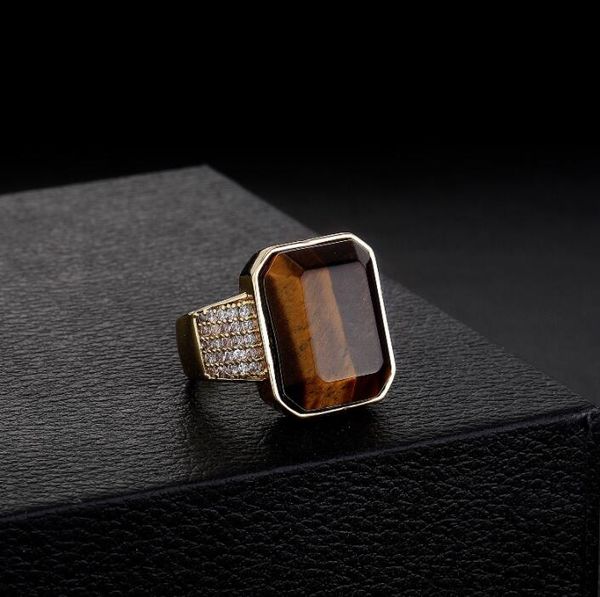 hip hop men's ring large natural tiger stone low-key luxury men's solid vintage open rings, Silver 
hip hop men's ring large natural tiger stone low-key luxury men's solid vintage open rings, Silver