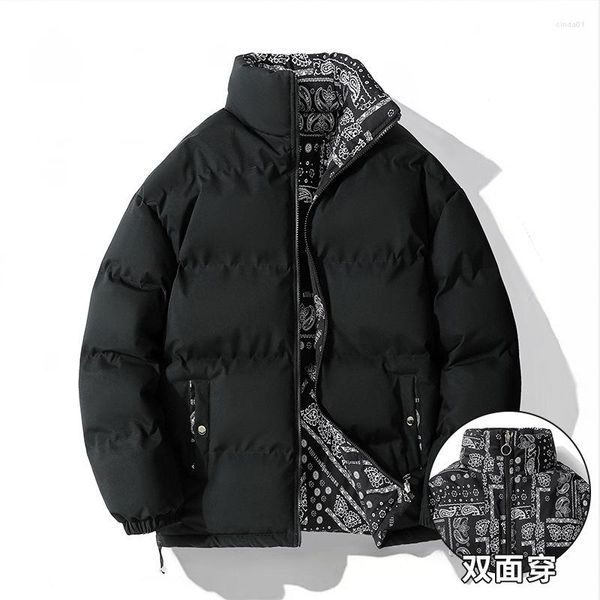 men's down autumn and winter double-sided men's cotton-padded jacket loose standing collar cashew flower, Black
men's down autumn and winter double-sided men's cotton-padded jacket loose standing collar cashew flower, Black