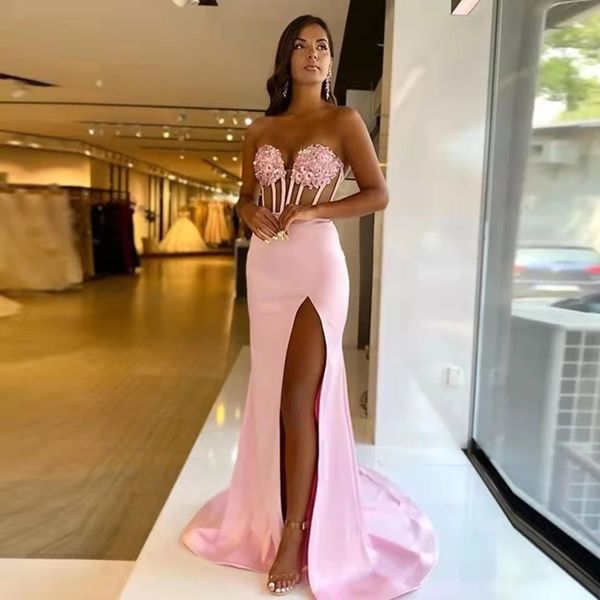 pink mermaid prom dresses sweetheart illusion beads sequins high split evening gowns long robes vestidos de fiesta, Black
pink mermaid prom dresses sweetheart illusion beads sequins high split evening gowns long robes vestidos de fiesta, Black