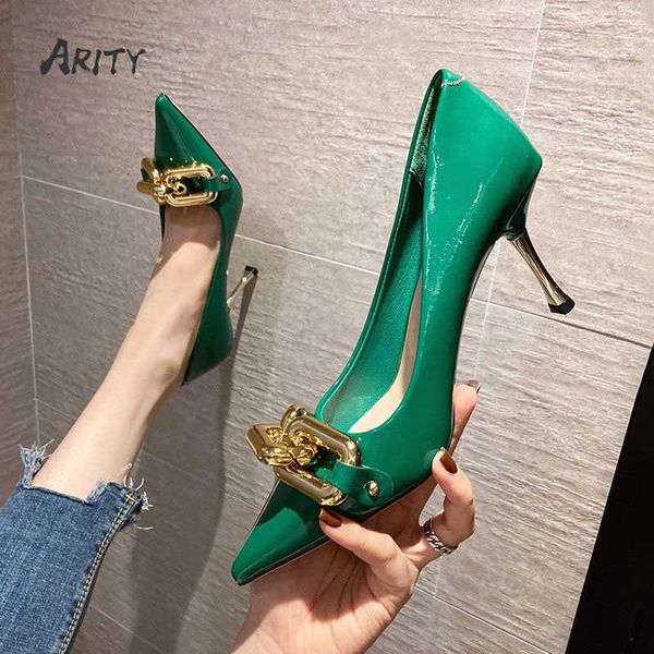 dress shoes woman heeled shoes 2022 pointed toe stiletto shoes women green pumps patent leather high heels with metal chain ladies office 22, Black
dress shoes woman heeled shoes 2022 pointed toe stiletto shoes women green pumps patent leather high heels with metal chain ladies office 22, Black