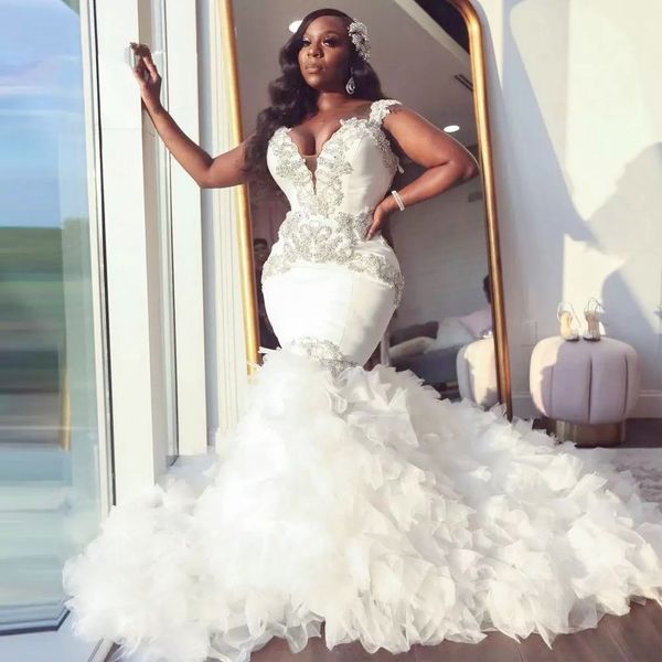 african mermaid wedding dress sweetheart ruffle royal train black bride dress beading formal bridal gown plus size pageant, White
african mermaid wedding dress sweetheart ruffle royal train black bride dress beading formal bridal gown plus size pageant, White