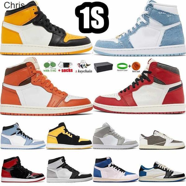1 1s basketball shoes lost and found for men women starfish denim bred pantent stealth stage haze dark mocha low yellow toe, Black;white
1 1s basketball shoes lost and found for men women starfish denim bred pantent stealth stage haze dark mocha low yellow toe, Black;white