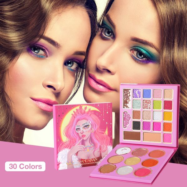 30 colors eyeshadow palette shiny matte glitter long-lasting eye shadow palette blush bronzer highlighter makeup set
30 colors eyeshadow palette shiny matte glitter long-lasting eye shadow palette blush bronzer highlighter makeup set