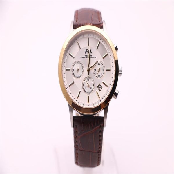 men's quartz watch aehibo three eyes multifunction chronograph calendar white dial gold stainless steel case brown belt clasp2215, Slivery;brown
men's quartz watch aehibo three eyes multifunction chronograph calendar white dial gold stainless steel case brown belt clasp2215, Slivery;brown