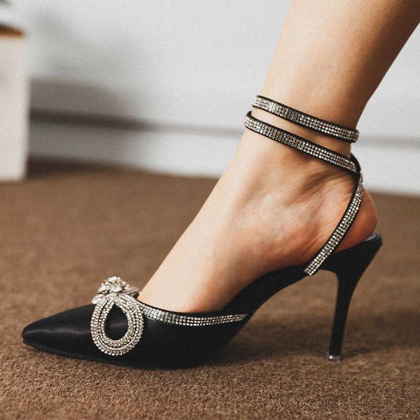 dress shoes slippers women sandals 2022 rhinestone bowknot thin heels pointed toe ladies sandalias buckle strap elegant party wedding female, Black
dress shoes slippers women sandals 2022 rhinestone bowknot thin heels pointed toe ladies sandalias buckle strap elegant party wedding female, Black