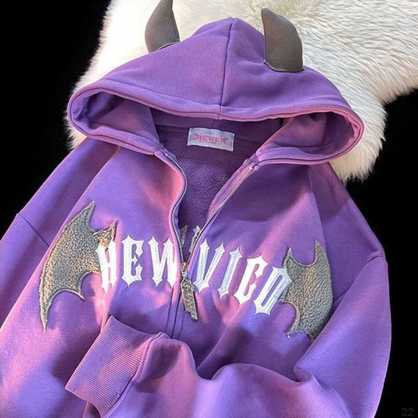 hip hop dark bat wing devil horn gothic zip up hoodie jacket men women oversized sweatshirt kawaii clothes harajuku winter y2k, Black
hip hop dark bat wing devil horn gothic zip up hoodie jacket men women oversized sweatshirt kawaii clothes harajuku winter y2k, Black