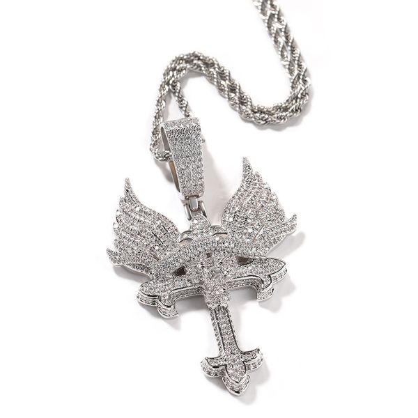 hip hop angel wings cross pendant necklace bling zircon real white gold plated jewelry, Silver
hip hop angel wings cross pendant necklace bling zircon real white gold plated jewelry, Silver