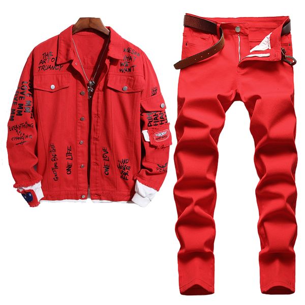 spring tracksuits men fashion denim suit jacket and jeans casual two pieces set printed ripped coat matching stretch pants red, Gray
spring tracksuits men fashion denim suit jacket and jeans casual two pieces set printed ripped coat matching stretch pants red, Gray