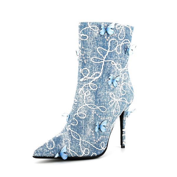 2023 women's boots spring and summer new european american pointed toe stilette sequin denim fashion short boots bowknot party show sho, Black
2023 women's boots spring and summer new european american pointed toe stilette sequin denim fashion short boots bowknot party show sho, Black