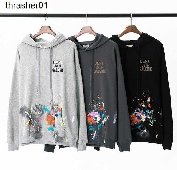 men's hoodies sweatshirts designer painted graffiti splash galery dept letter printing male female couple's terry sweater fashion, Black
men's hoodies sweatshirts designer painted graffiti splash galery dept letter printing male female couple's terry sweater fashion, Black