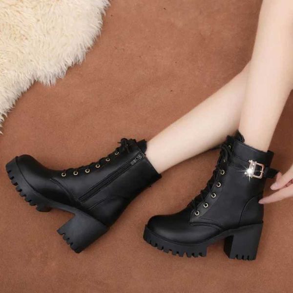 boots women autumn/winter high heel thick martin version of women's ankle belt buckle fashion cotton shoes 221215, Black
boots women autumn/winter high heel thick martin version of women's ankle belt buckle fashion cotton shoes 221215, Black